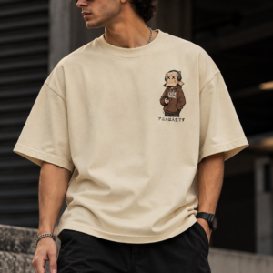 ANIME IS LIFE Cardboard Boy Sand Beige Drop Shoulder Tee