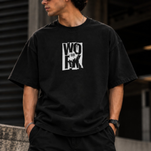 WORK HARDER Torn Paper Drop Shoulder Tee